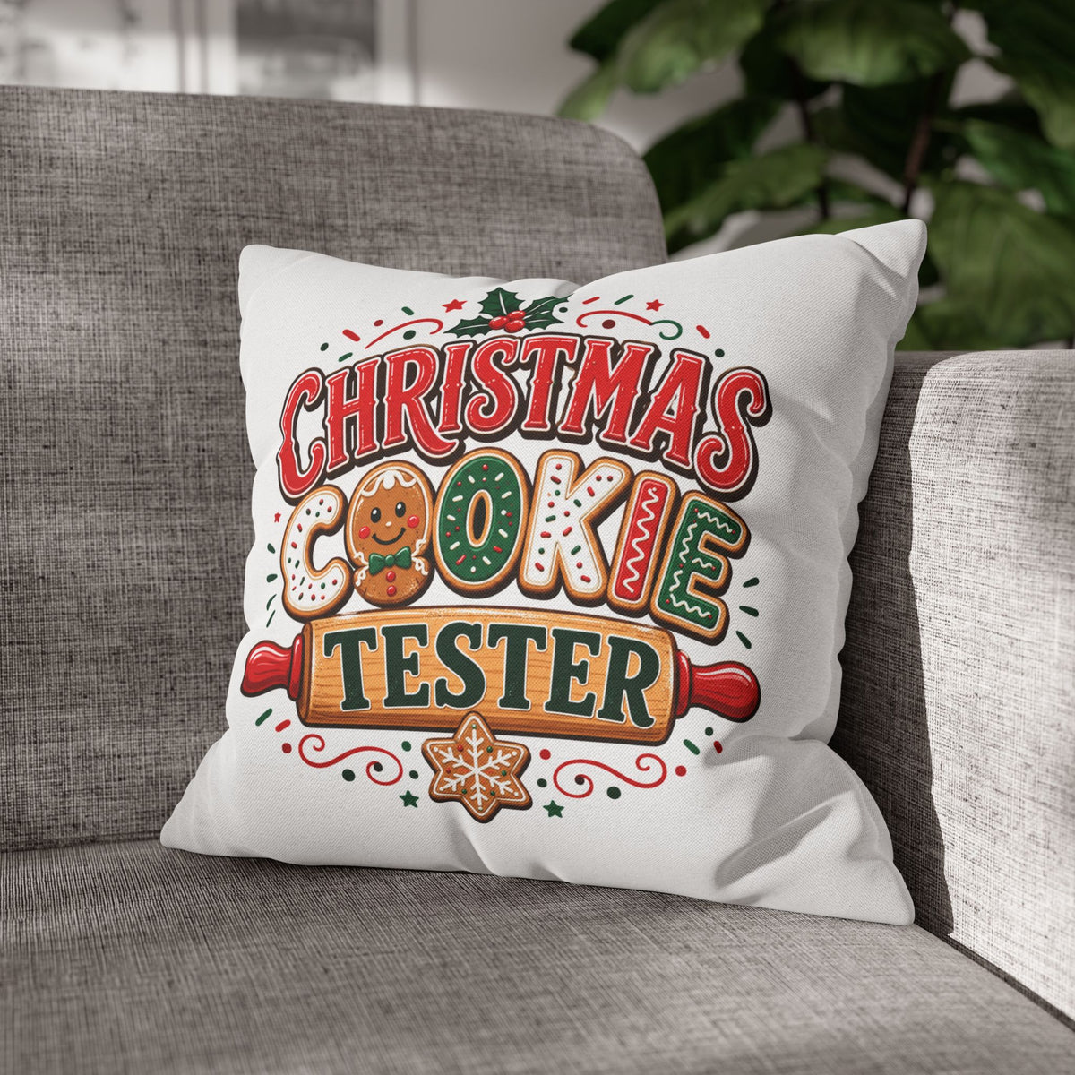 Christmas Cookie Tester Pillowcase — Holiday Decorative Throw Pillow Cover