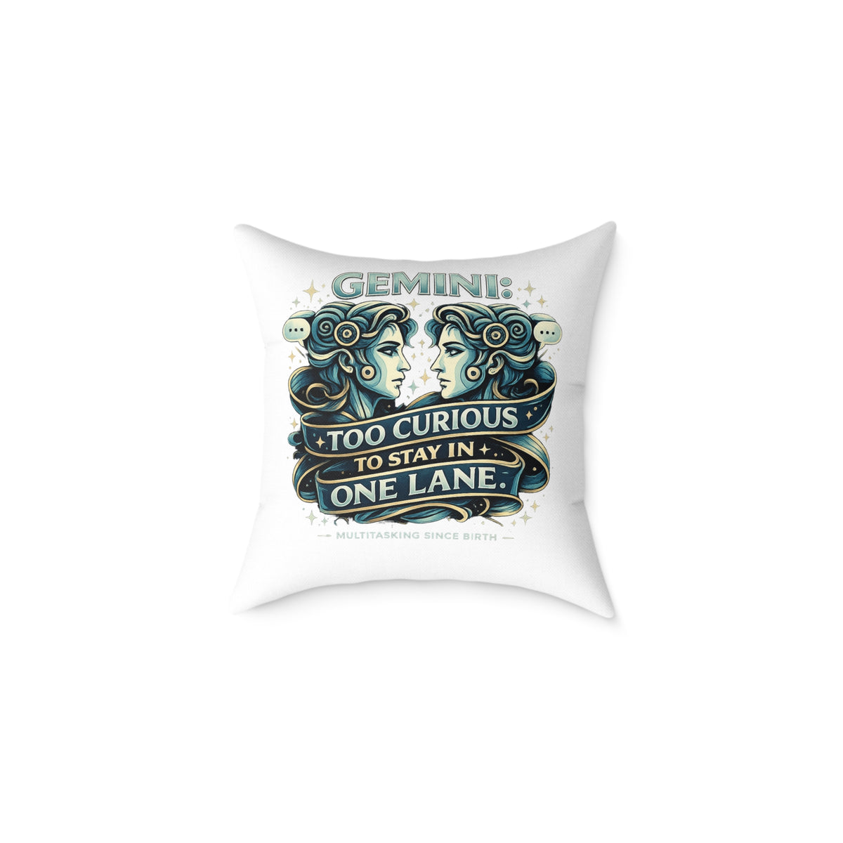 Gemini Zodiac Too Curious Square Poly Canvas Pillow
