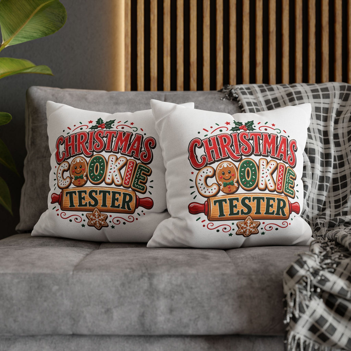 Christmas Cookie Tester Pillowcase — Holiday Decorative Throw Pillow Cover