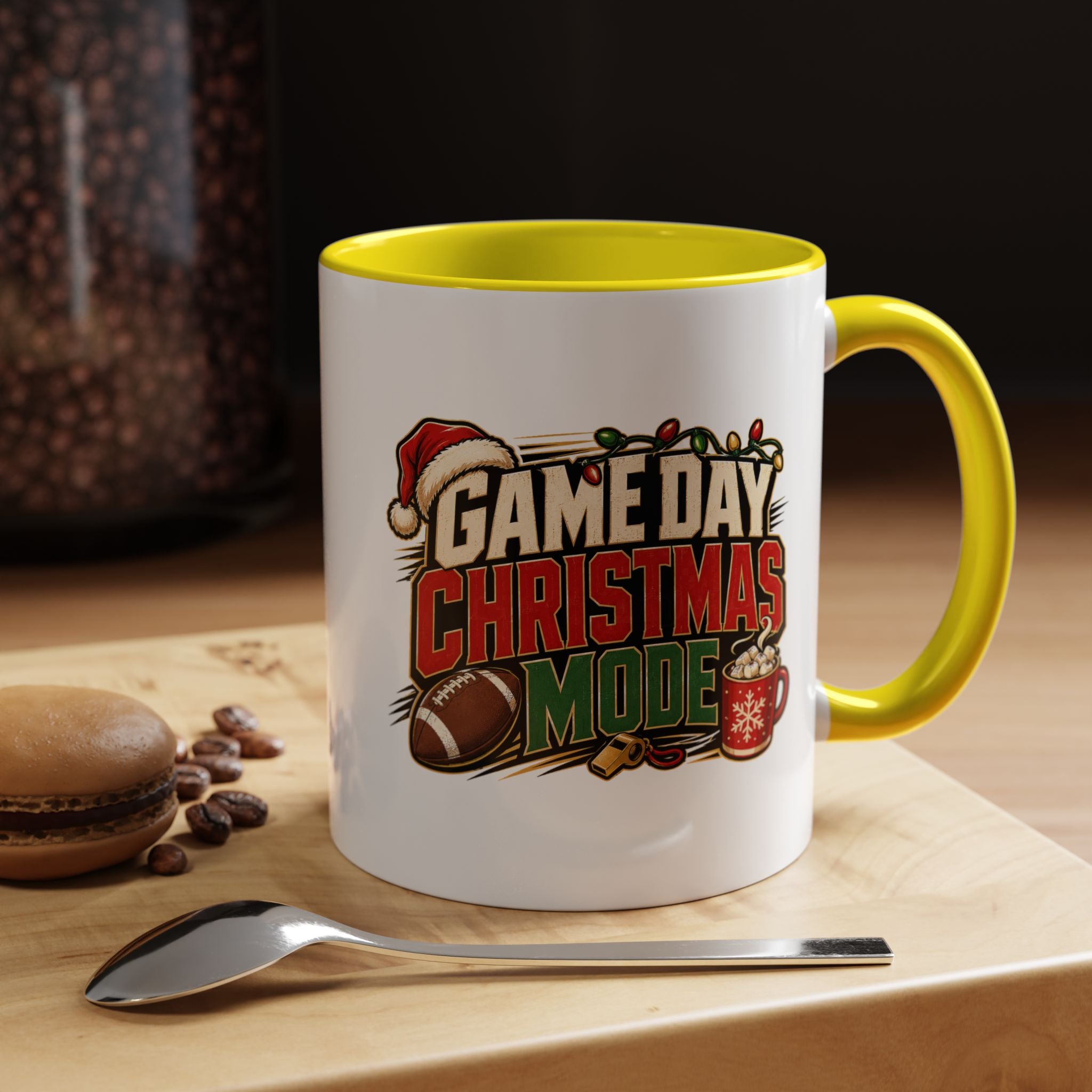 Modern Day Christmas Game Day Christmas Mode Coffee Mug - Holiday Football Mug (11/15oz)