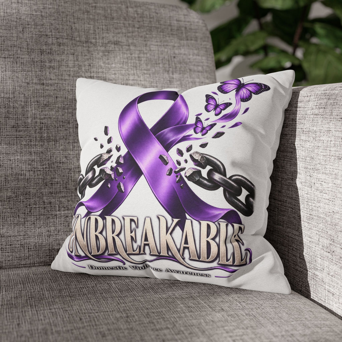 Domestic Violence Unbreakable Purple Ribbon Decorative Pillowcase