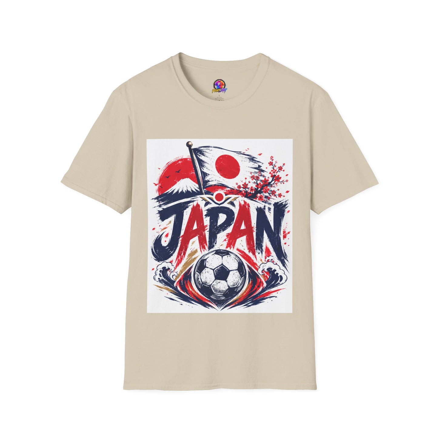 Japan Soccer T-Shirt — Japanese Flag & Cherry Blossom Football Graphic