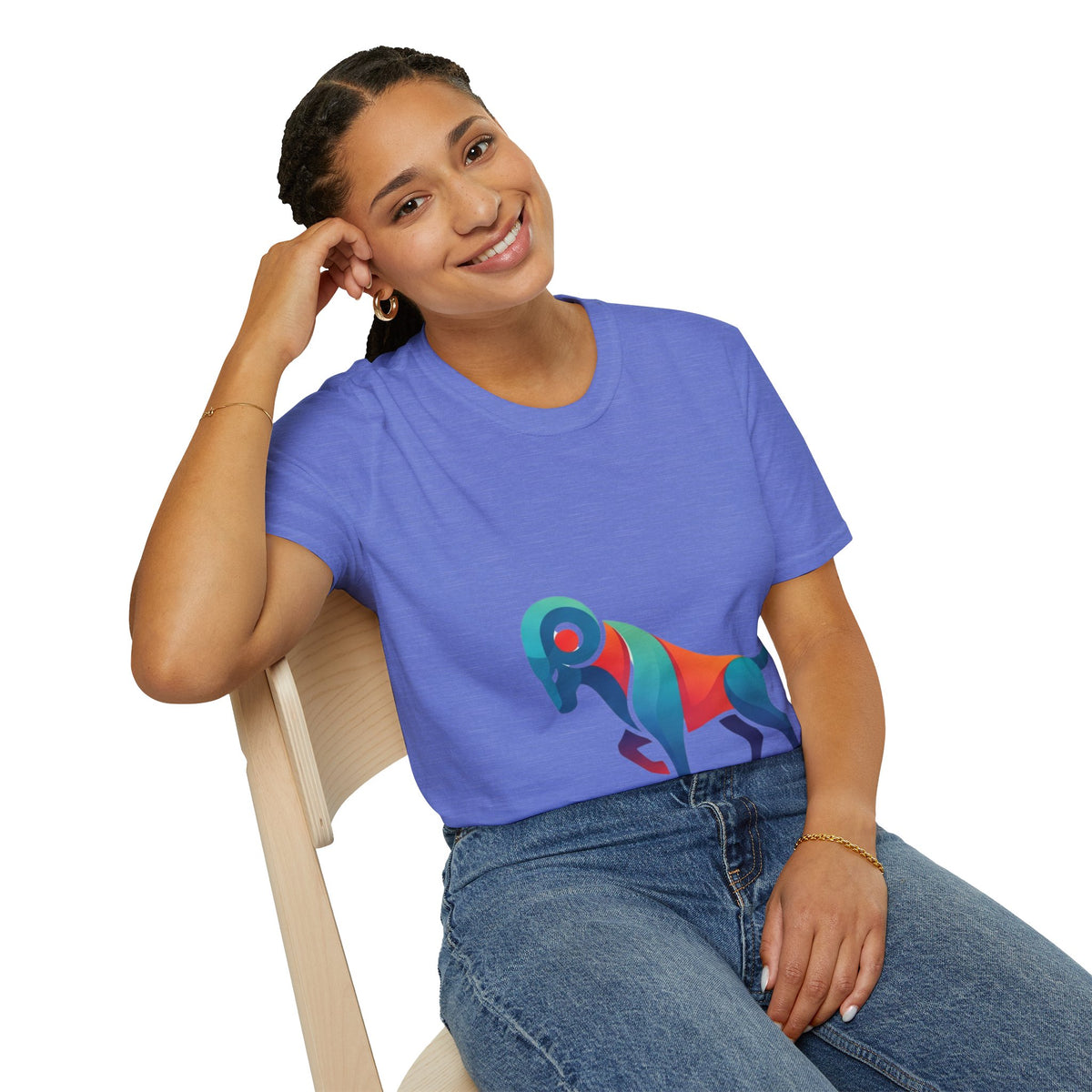Aries Zodiac  Colorful Ram T-Shirt — Abstract Multicolor Aries Graphic Tee