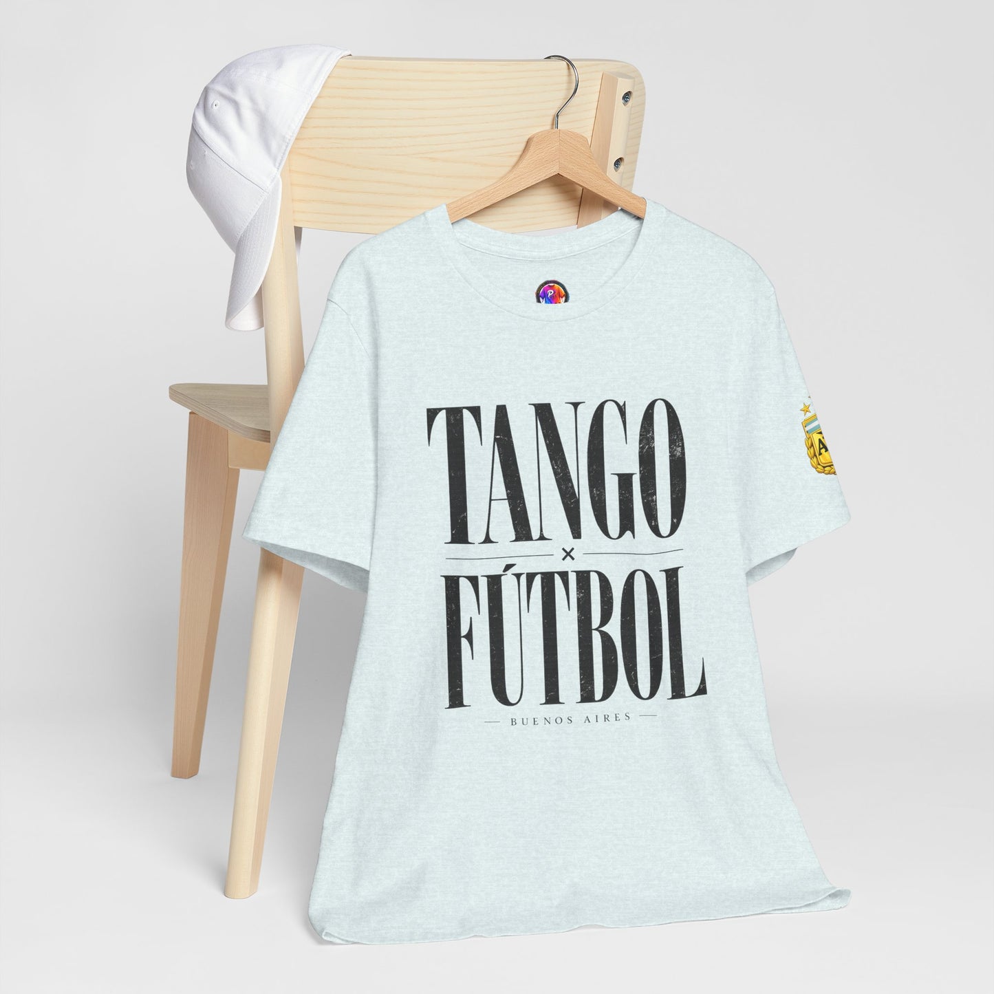 Argentina - Tango y Fútbol Graphic Tee - Bold Serif Soccer & Dance Shirt