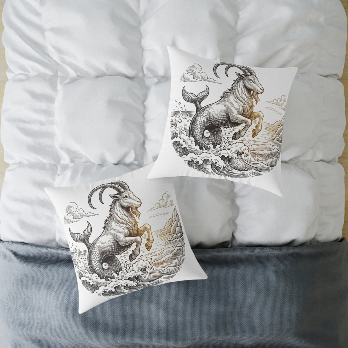Capricorn Sea-Goat Decorative Pillow — Zodiac Mythology Throw Pillow