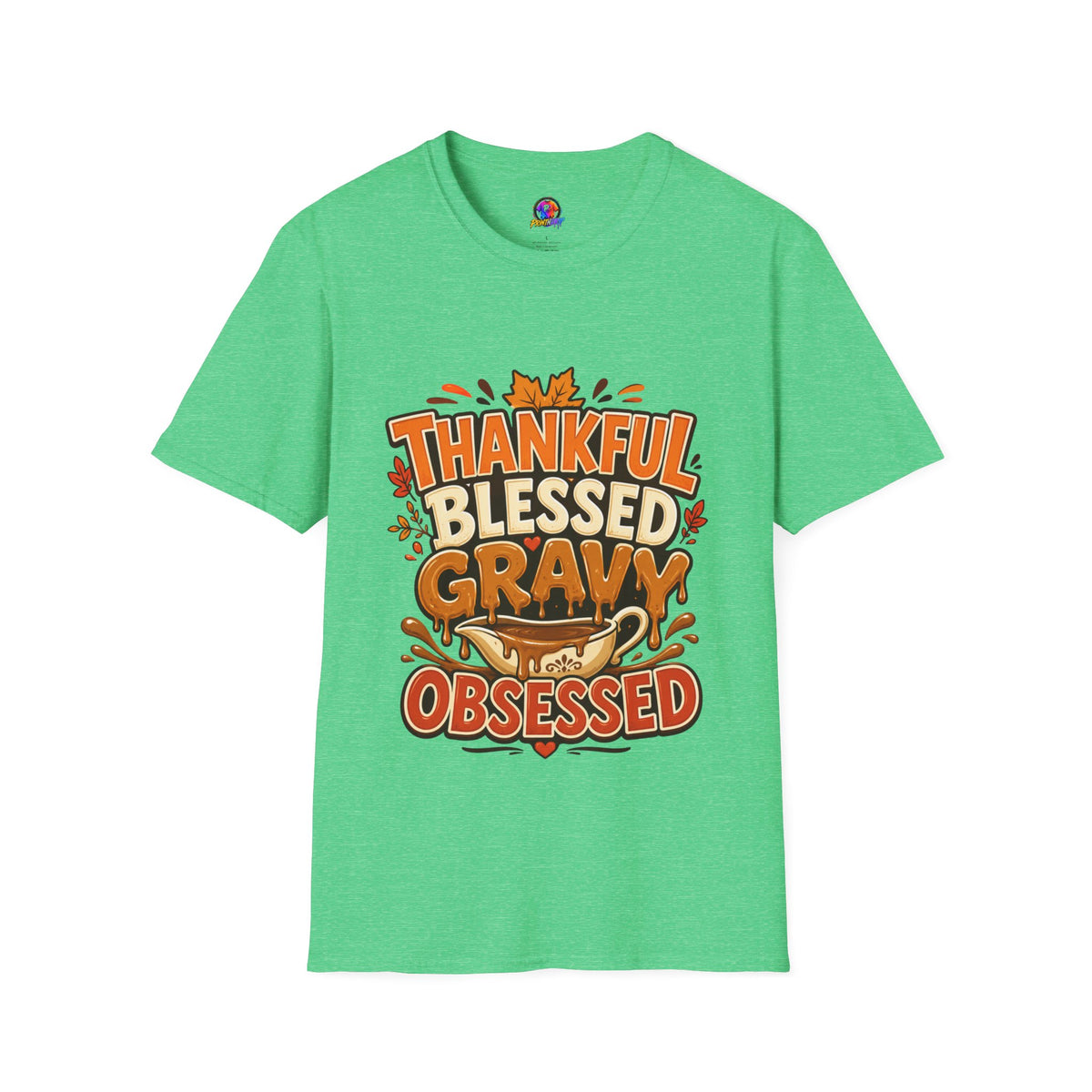Thanksgiving T-shirt Thankful Blessed Gravy Obsessed T-Shirt — Thanksgiving Fall Turkey Dinner Tee