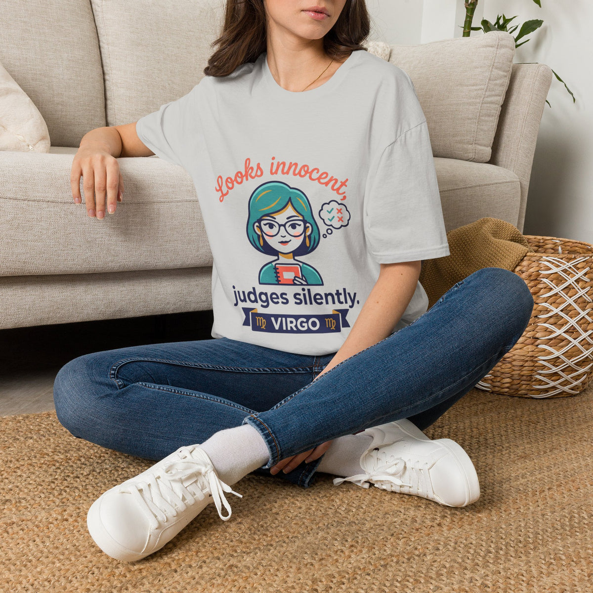 Looks Innocent Virgo T-Shirt — Funny Zodiac Graphic Tee for Virgo Women