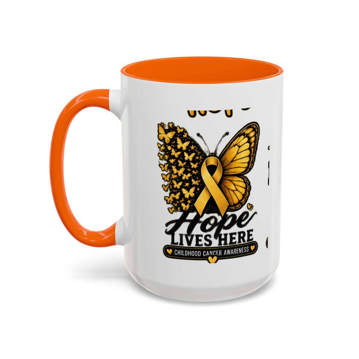 Children’s Cancer Awareness Accent Coffee Mug — "Hope Lives Here" (11/15oz)