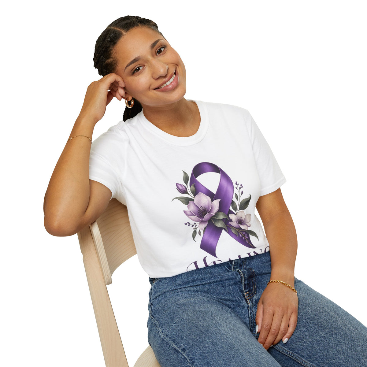 Healing Is Power Purple Ribbon Awareness Domestic Violence  T-Shirt