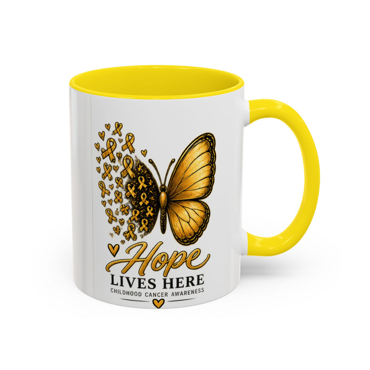 Hope Lives Here Childhood Cancer Awareness Accent Coffee Mug