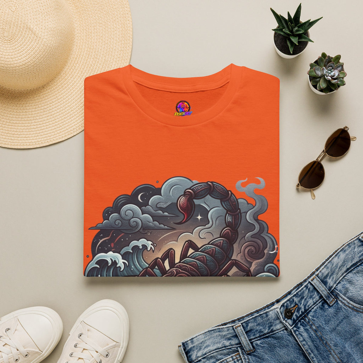 Scorpion Wave T-Shirt — Nautical Tattoo-Inspired Sea Scorpion Design