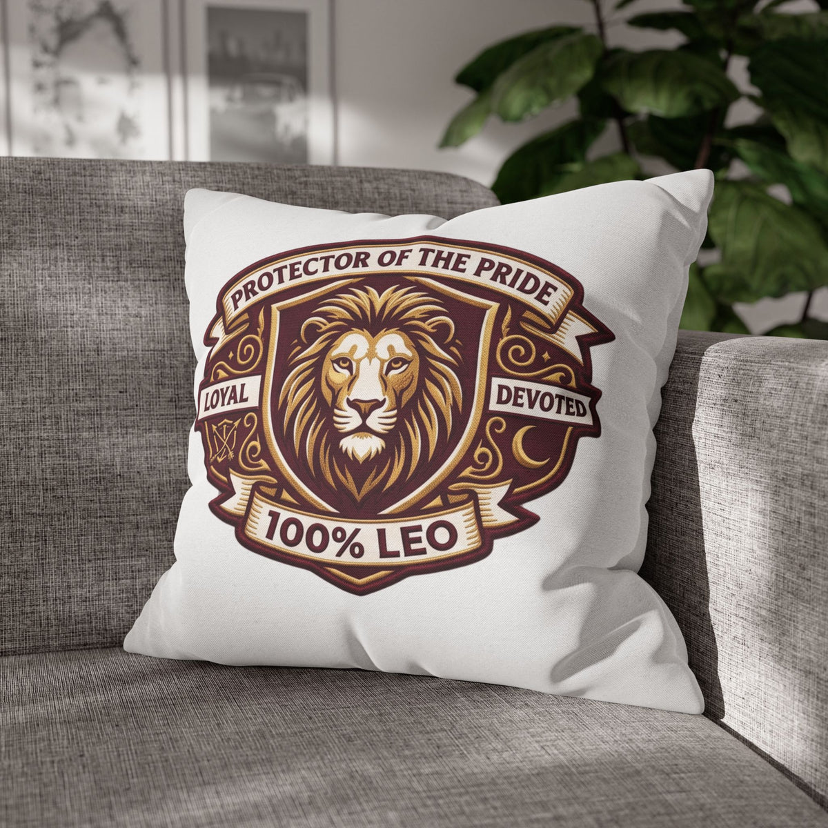 Leo Zodiac Loyal Devoted Spun Polyester Square Pillowcase