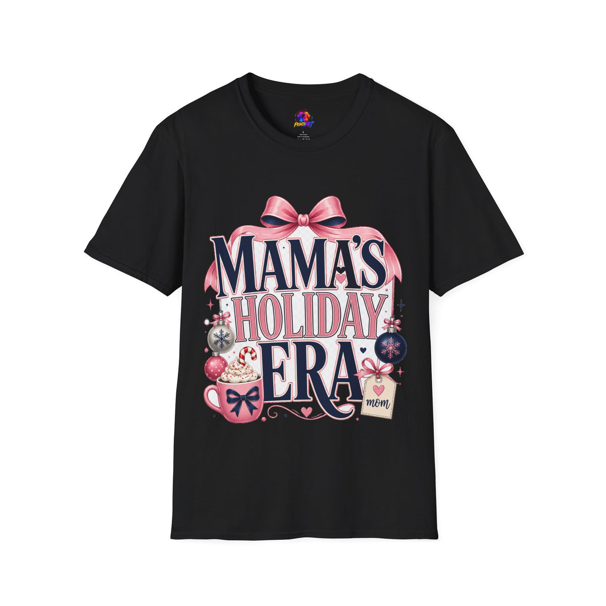 Mama's Holiday Era T-Shirt — Festive Pink Bow Christmas Tee for Moms