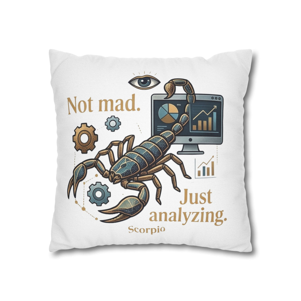 Scorpio Pillowcase - "Not Mad. Just Analyzing." Astrology Scorpion Decorative Pillow