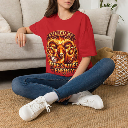 Fueled By Fire & Aries Energy T-Shirt — Zodiac Ram Graphic Tee