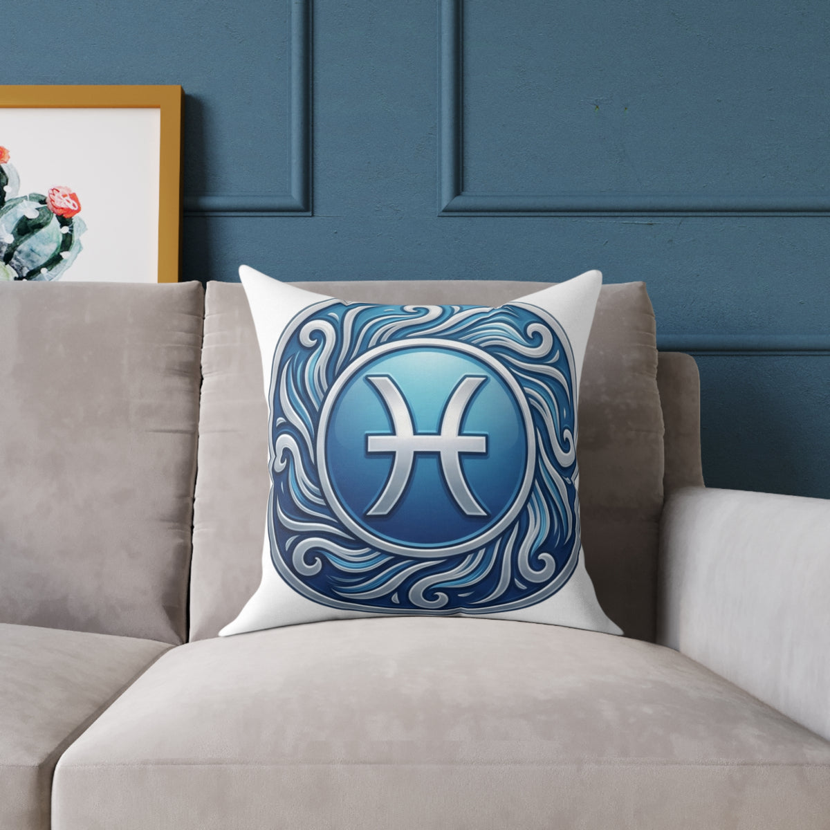 Pisces Zodiac Astrological Square Poly Canvas Pillow