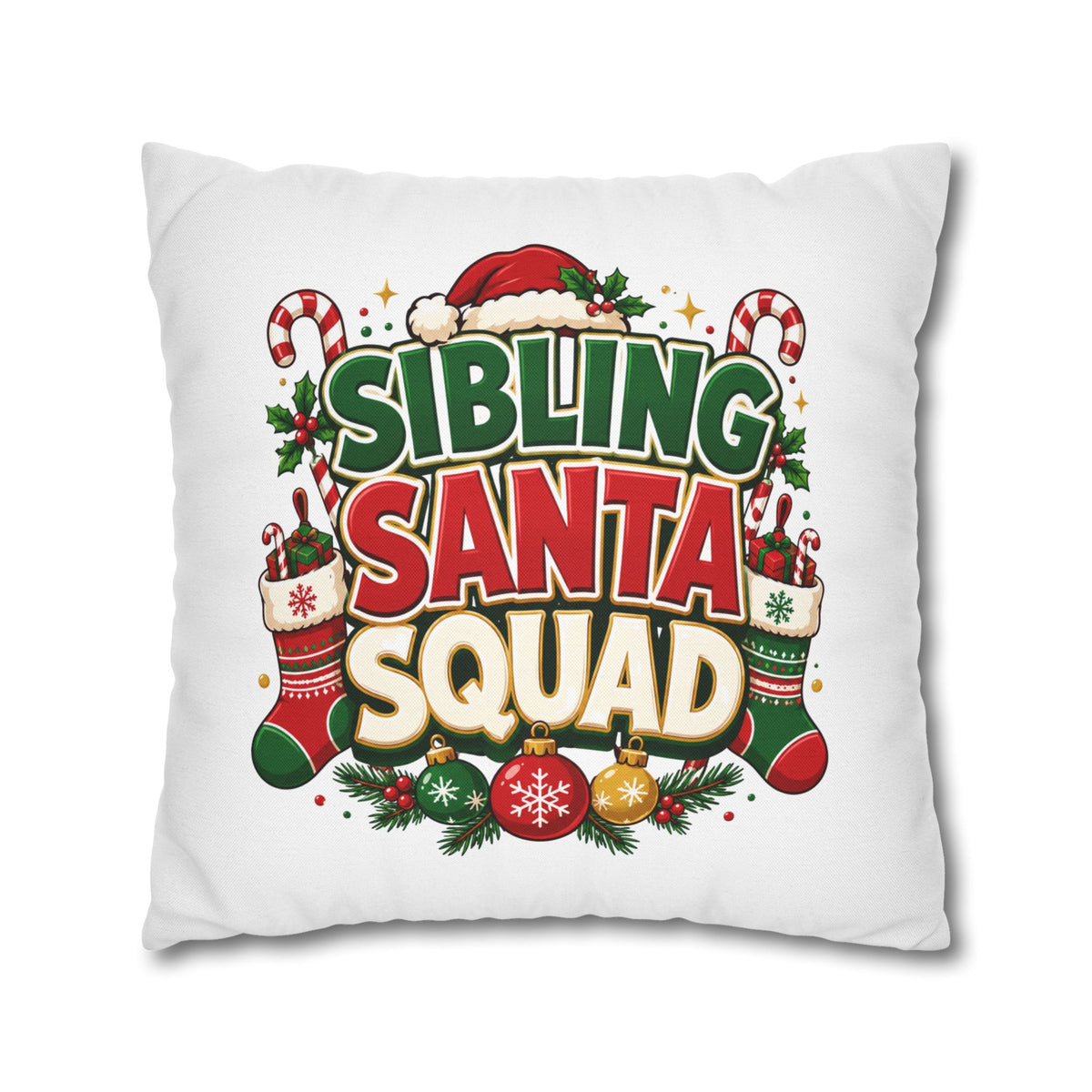 Christmas Sibling Santa Squad Pillowcase