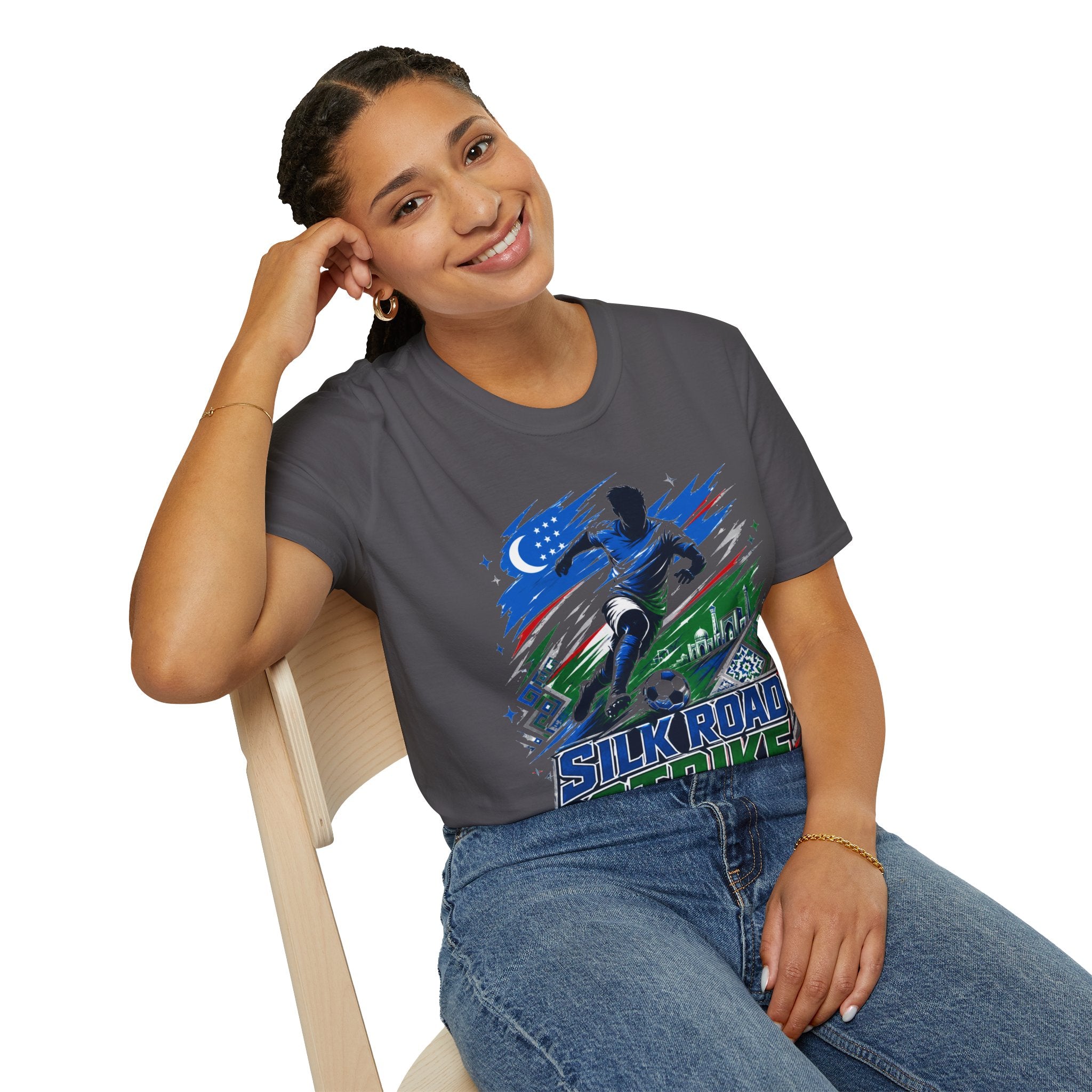 Silk Road Strike Soccer T-Shirt — Uzbekistan Football Graphic Tee