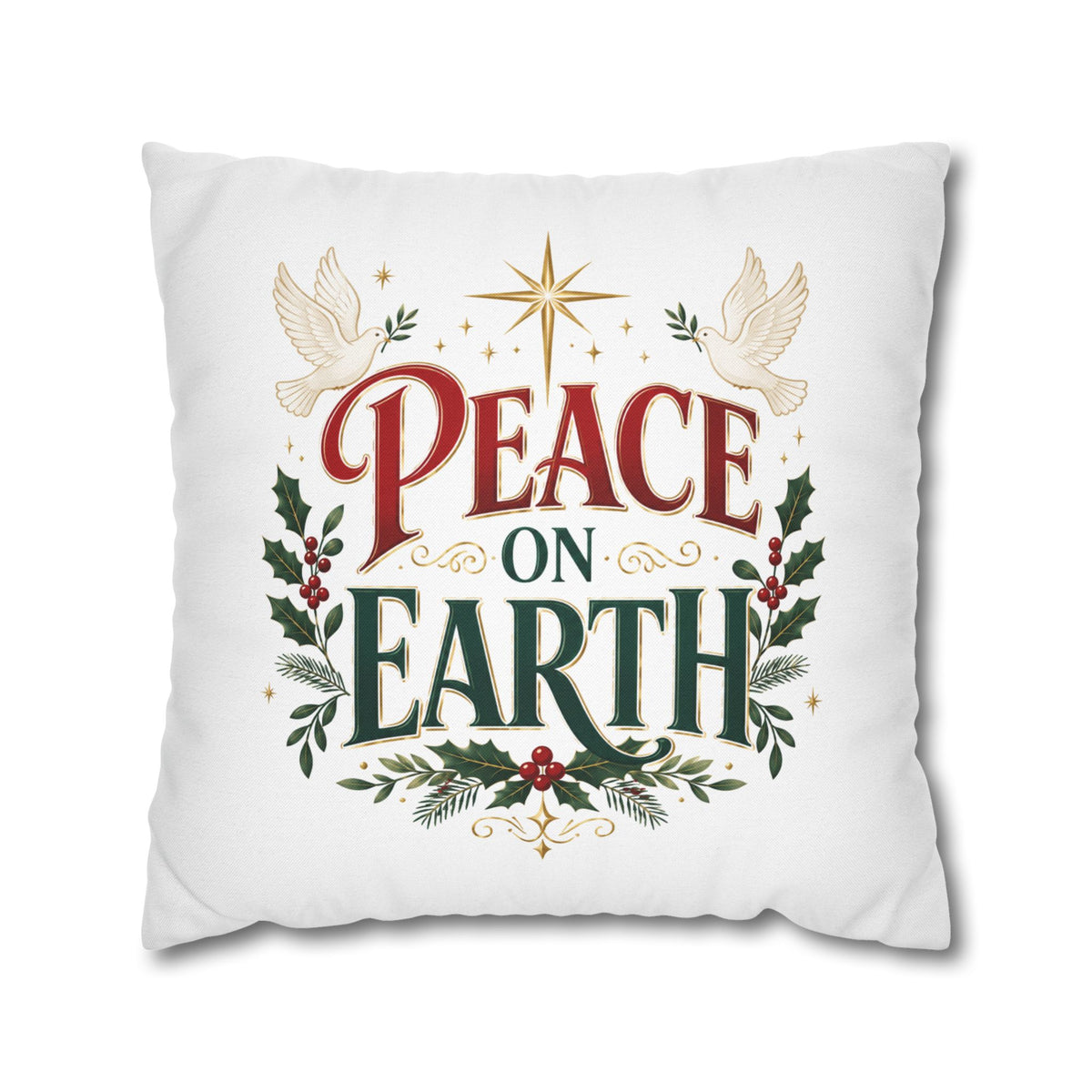 Christmas Peace on Earth Holiday Pillowcase — Christmas Decorative Throw Pillow Cover