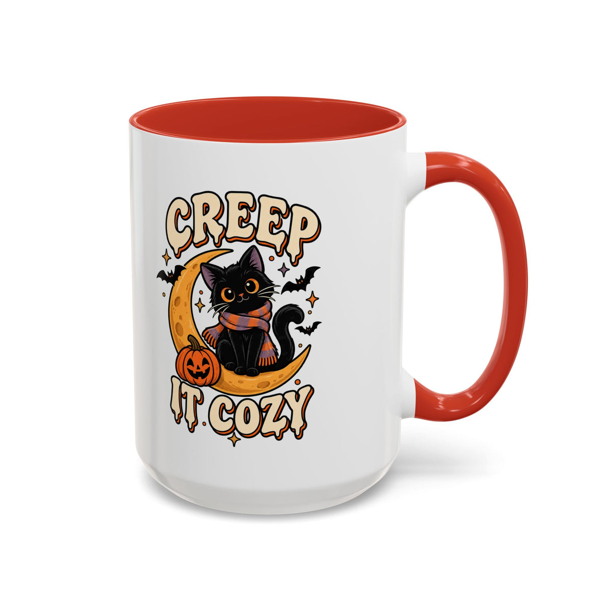 Creepy It Cozy Black Cat Halloween Accent Coffee Mug (11/15oz)