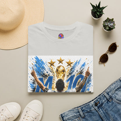 Argentna  Soccer M10 Champion T-Shirt — Gold Trophy & Stars Football Fan Tee