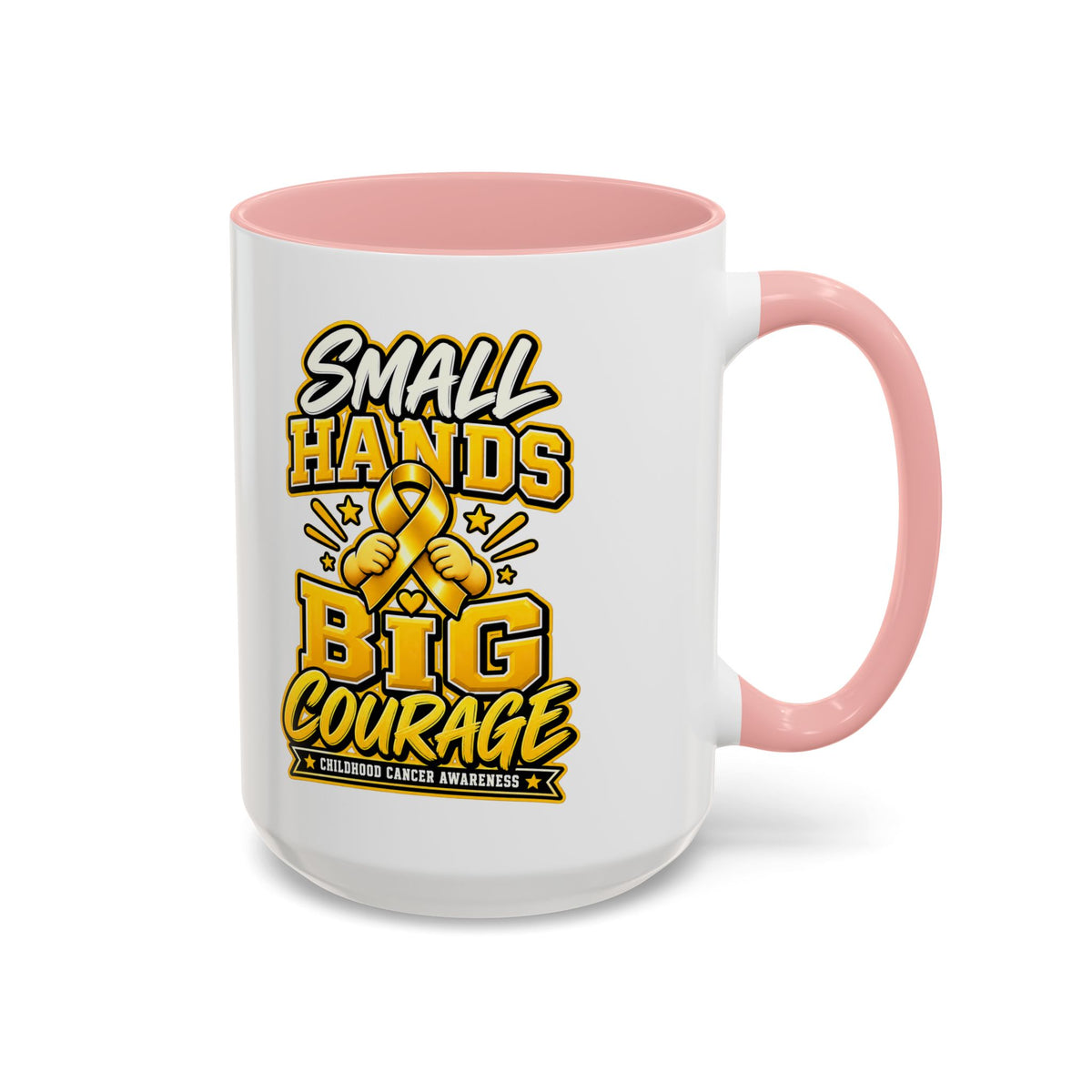 Coffee Mug - "Small Hands Big Courage" Childhood Cancer Awareness Accent Mug