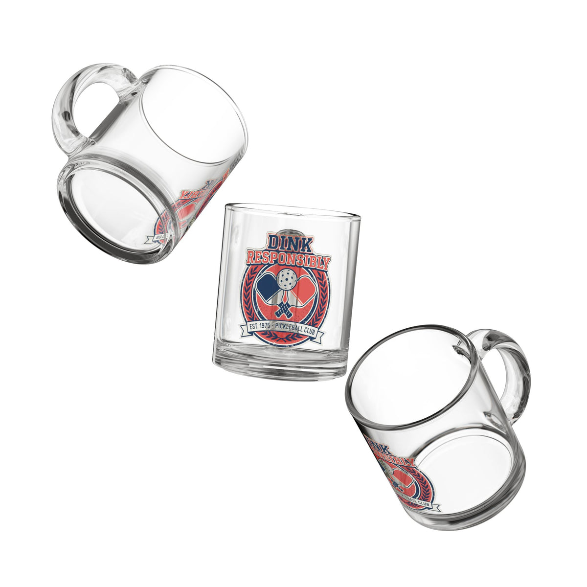 Funny Glass Mug Dink Responsibly Pickleball Glass Mug – 10 oz Coffee & Tea Cup for Players