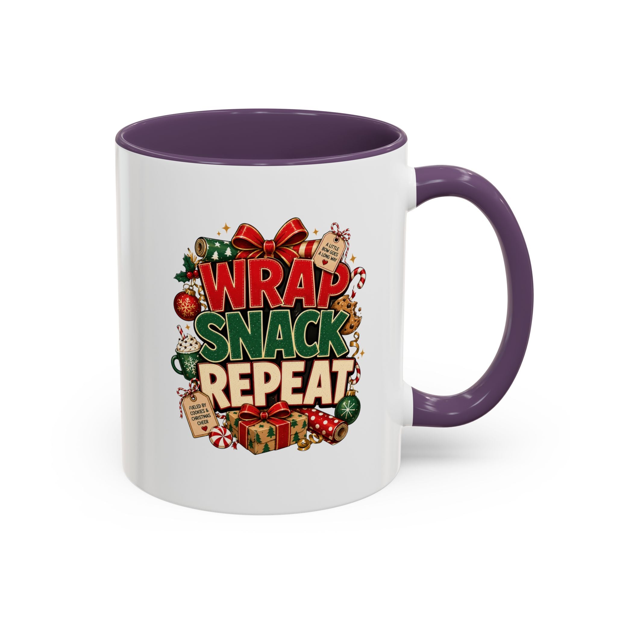 Wrap Snack Repeat Christmas Coffee Mug — Holiday Baking & Gift-Wrapping Mug