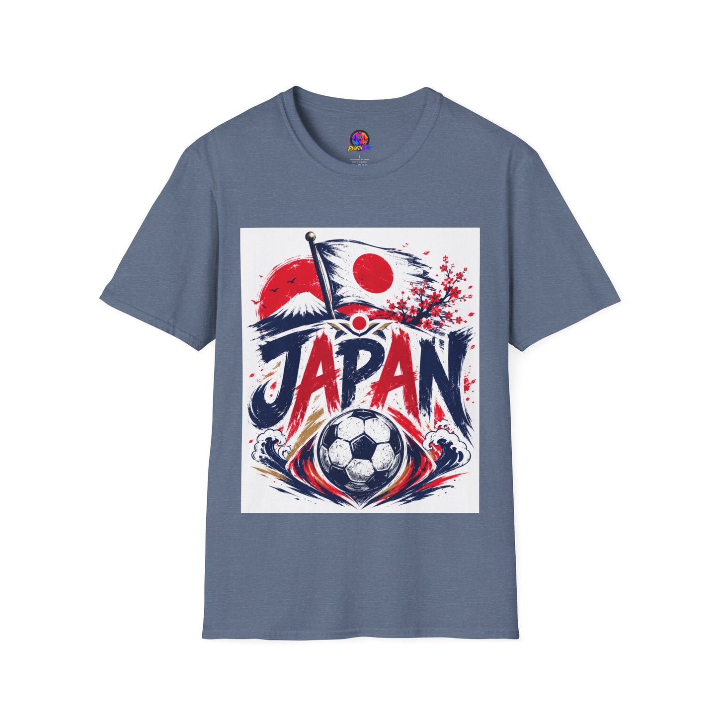 Japan Soccer T-Shirt — Japanese Flag & Cherry Blossom Football Graphic