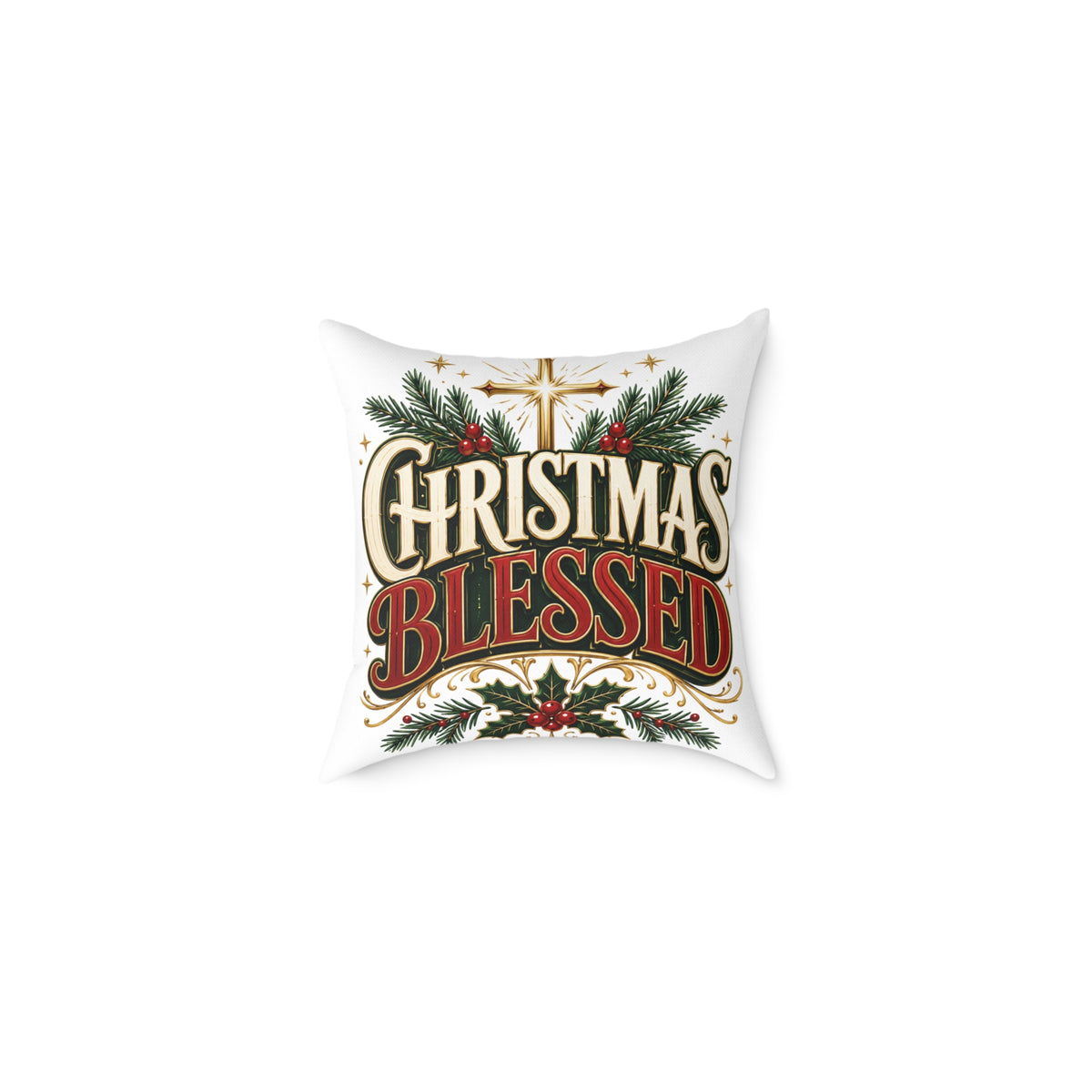 Christmas Blessed Square Poly Canvas Pillow