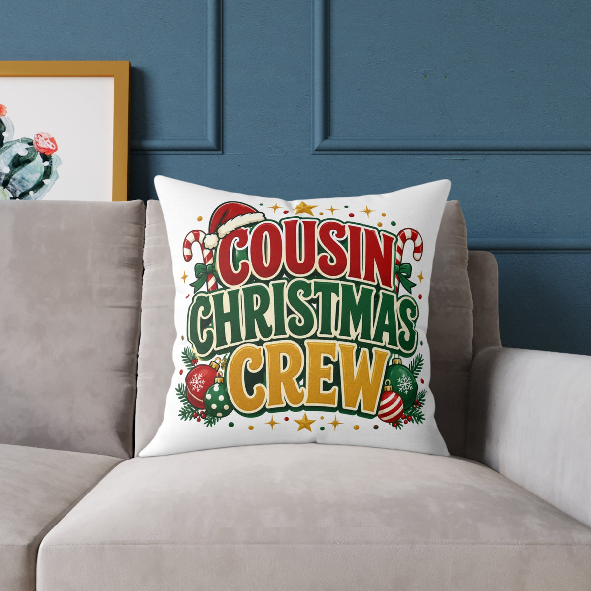 Cousin Christmas Crew Throw Pillow — Festive Holiday Decorative Cushion