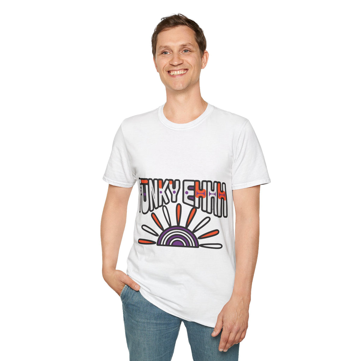 "Funky Ehhh" Retro Rainbow Tee | Groovy 70s Slogan T-Shirt - Trending Now - September 2026