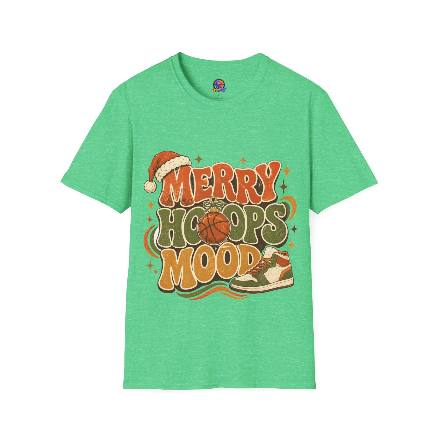 Merry Hoops Mood T-Shirt — Retro Holiday Basketball Christmas Tee