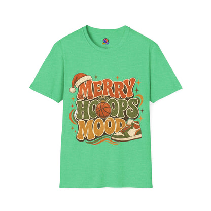 Merry Hoops Mood T-Shirt — Retro Holiday Basketball Christmas Tee