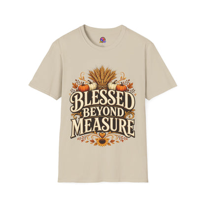 Blessed Beyond Measure T-Shirt — Fall Harvest Pumpkin & Wheat Tee