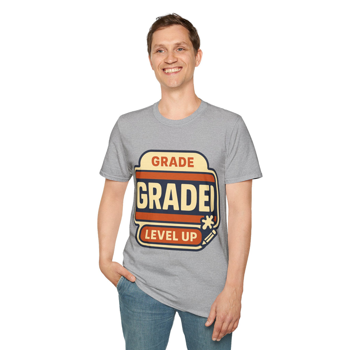 Grade Up Retro Badge T‑Shirt — "GRADE! LEVEL UP" Gamer Teacher Gift - Trending Now - August 2026