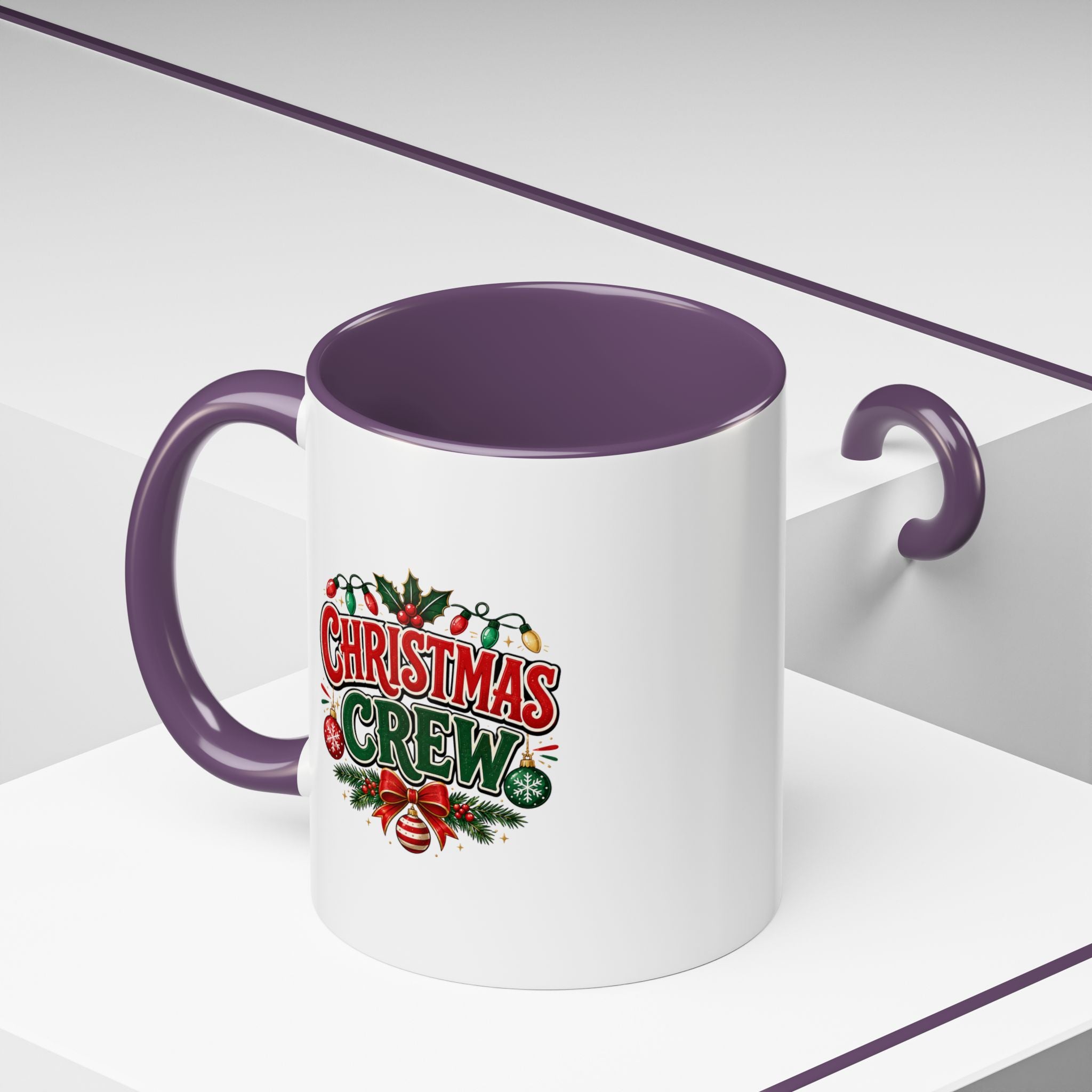 Christmas Crew Accent Coffee Mug - Festive Holiday Tea & Coffee Cup