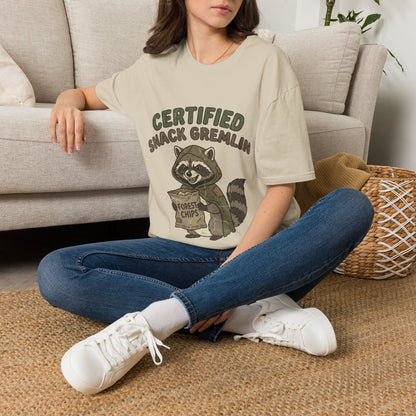 Certified Snack Gremlin T-Shirt — Funny Raccoon Snack Lover Tee