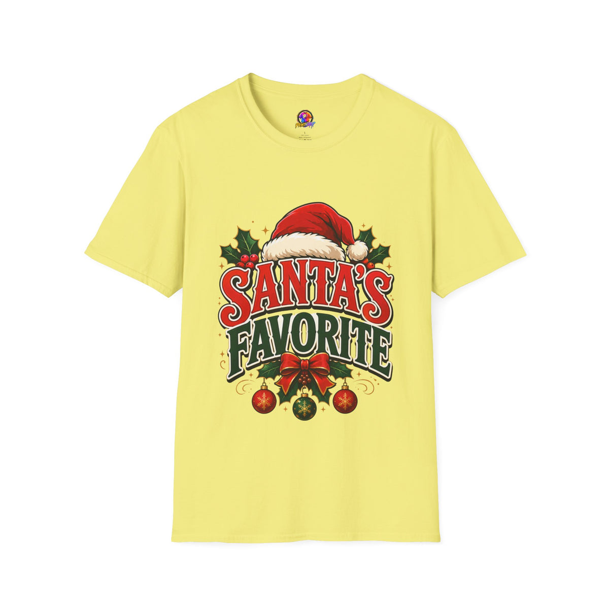 Santa's Favorite T-Shirt — Festive Christmas Tee with Santa Hat & Holly
