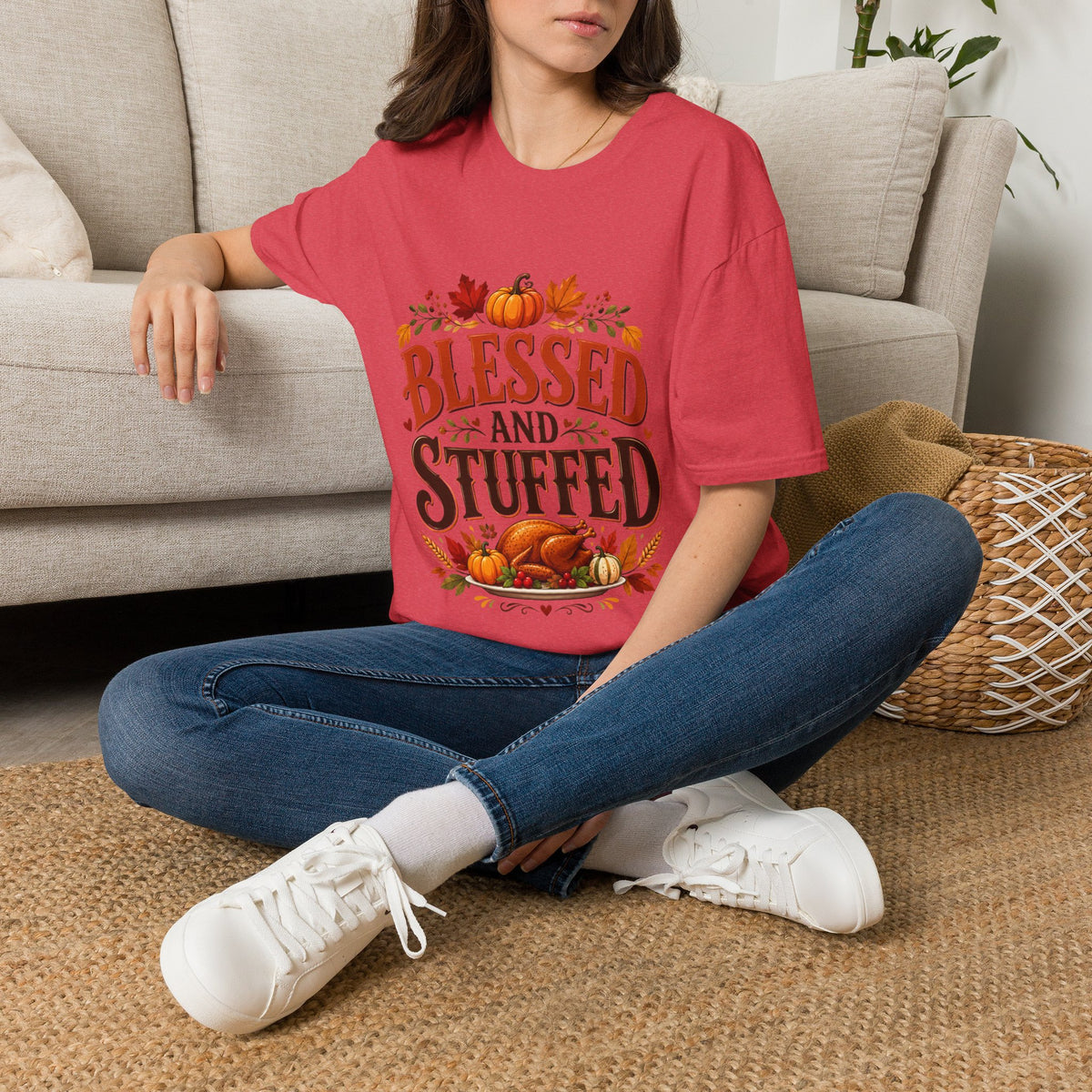 Thanksgiving T-Shirt Blessed and Stuffed Thanksgiving T-Shirt