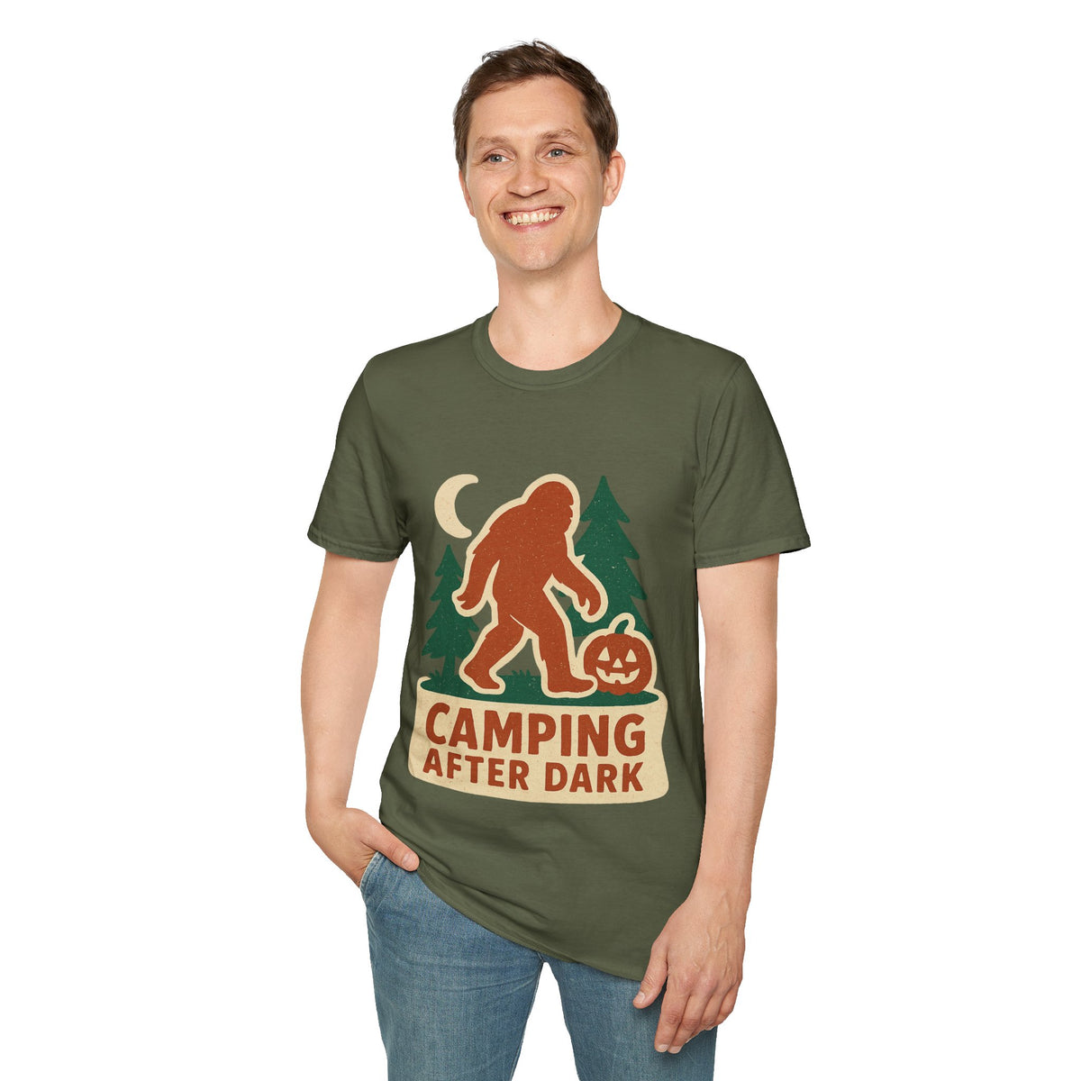 Camping After Dark T‑Shirt — Retro Bigfoot Camp Graphic Tee - Trending Now - August 2026