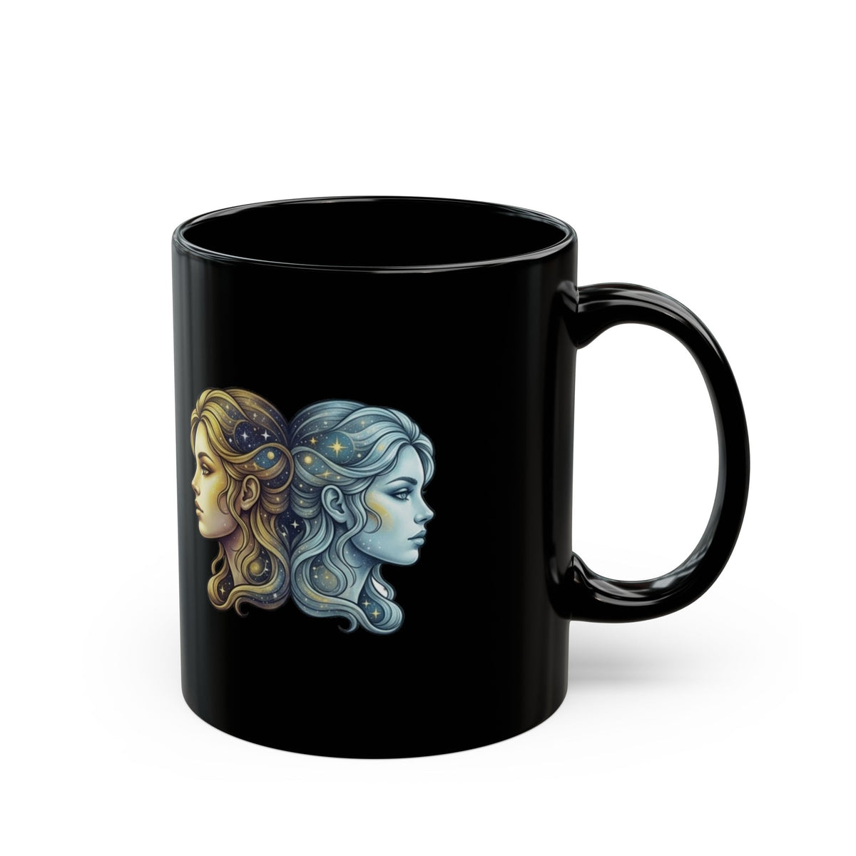 Gemini Zodiac Black Mug