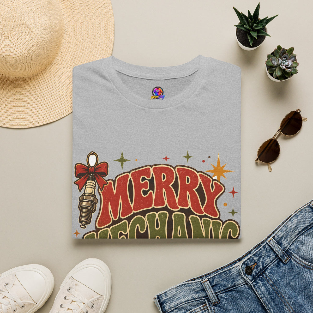 Merry Mechanic Mood T‑Shirt — Retro Holiday Auto Technician Gift