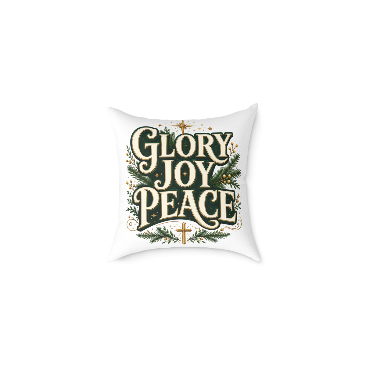 Glory Joy Peace Christmas Pillow – Festive Faith Holiday Throw Pillow