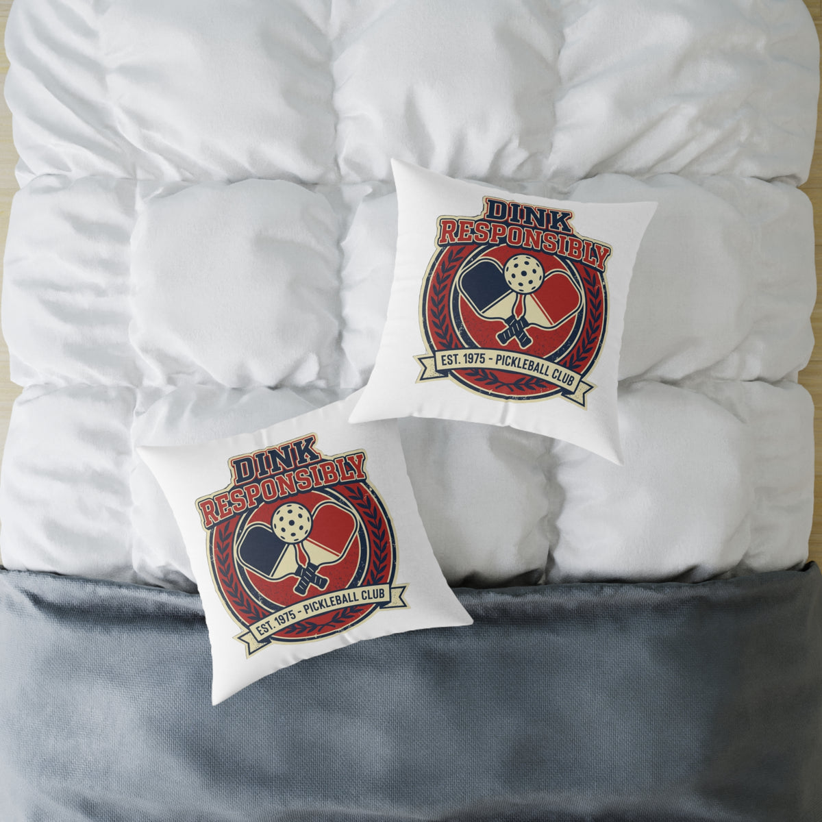 Funny Pickleball Pillow — “Dink Responsibly” Square Throw Pillow