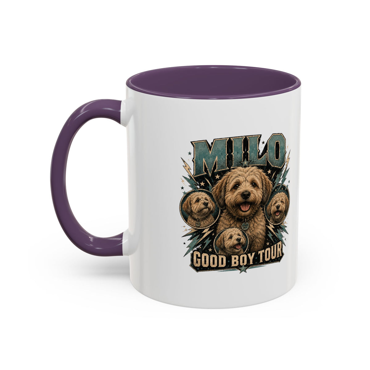 Milo Bailey Dog Dad Mom Milo "Good Boy Tour" Accent Coffee Mug – Personalized Dog Lover Gift