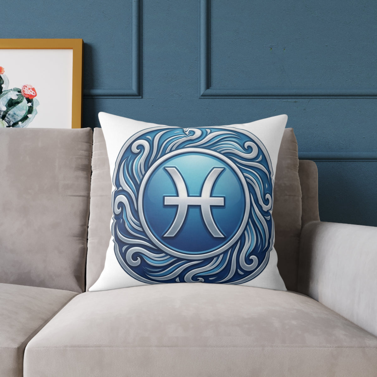 Pisces Zodiac Astrological Square Poly Canvas Pillow