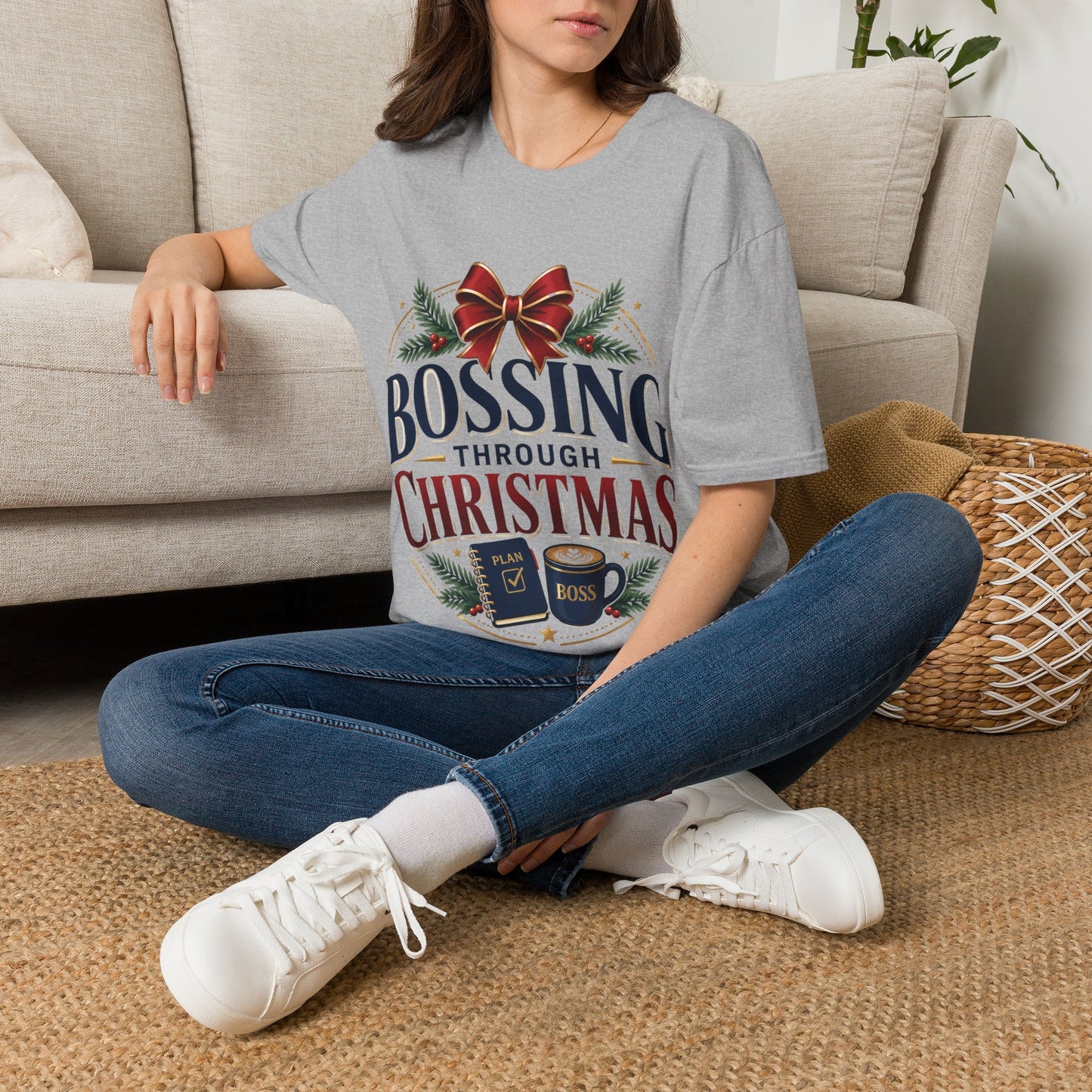 Christmas “Bossing Through Christmas” T‑Shirt — Funny Holiday Boss Gift