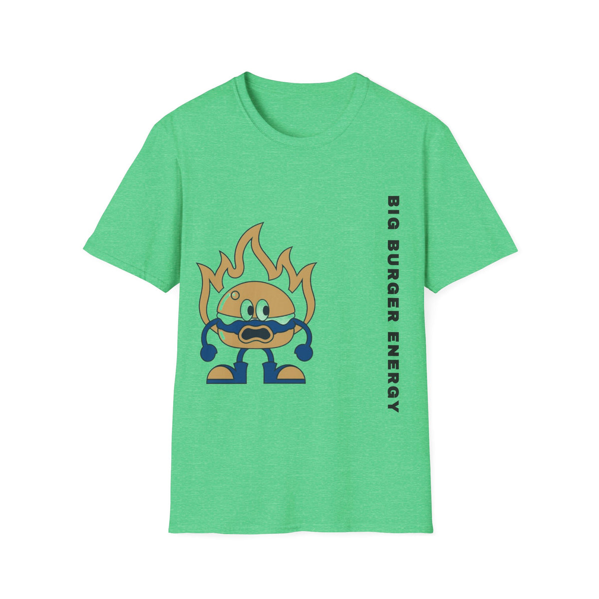 Burger Mascot T‑Shirt — ‘Big Burger’ Flame Character Graphic Tee - Trending Now - September 2026