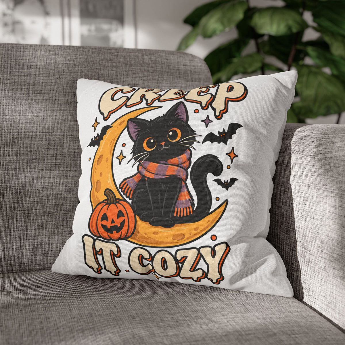 Creep It Cozy Halloween Cat Pillowcase